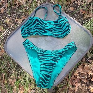 Xhilaration Turquoise and Black Zebra Bikini